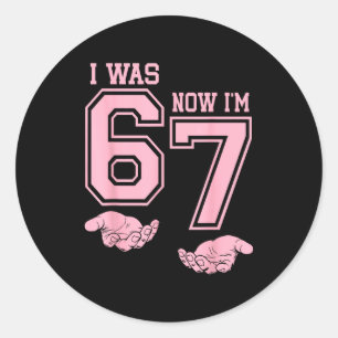 Pegatina Redonda Camiseta de cumpleaños de 7 años Meme Seis Siete E