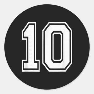 Pegatina Redonda Camiseta de cumpleaños deportiva Number 10 estilo