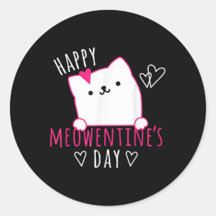 Pegatina Redonda Camiseta De Día de San Valentín De Gato Para Chica