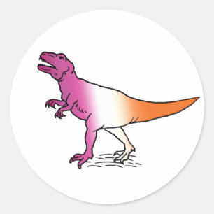 Pegatina Redonda Camiseta de dinosaurio del orgullo lésbico
