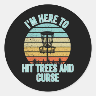 Pegatina Redonda Camiseta de Disc Golf Divertida Golpea Árboles y M