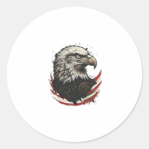 Pegatina Redonda Camiseta de diseño de grabado patriótico águila ca