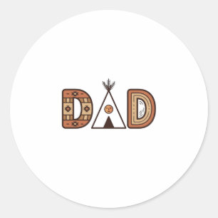 Pegatina Redonda Camiseta de diseño de letras de tipi para papá col