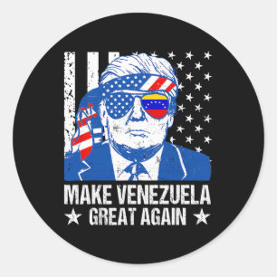 Pegatina Redonda Camiseta de Donald Trump Divertida Trump Hace Vene