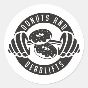 Pegatina Redonda Camiseta de Donuts & Deadlift