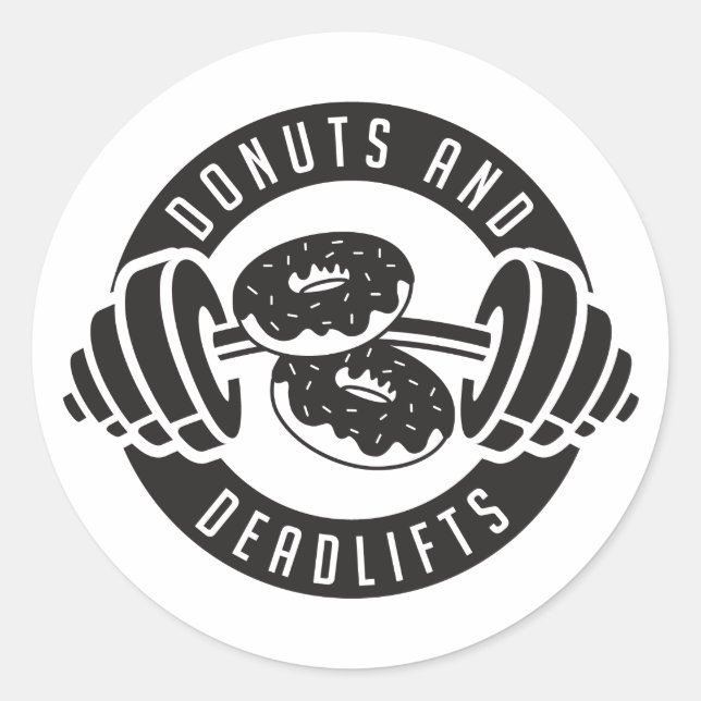 Pegatina Redonda Camiseta de Donuts & Deadlift (Anverso)