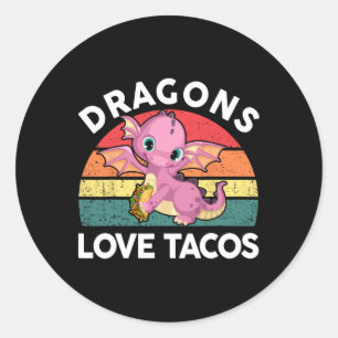 Pegatina Redonda Camiseta de Dragones Aman Tacos Cinco Mayo Diverti