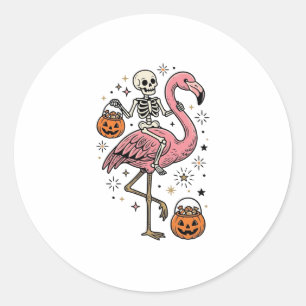 Pegatina Redonda Camiseta de dulces de Halloween de flamenco montan