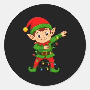 Pegatina Redonda Camiseta de elfo haciendo dabbing Traje de Navidad