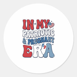 Pegatina Redonda Camiseta de embarazo vintage de la era embarazada