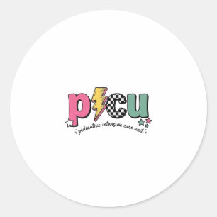 Pegatina Redonda Camiseta de enfermera de la Unidad de Cuidados Int