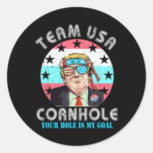 Pegatina Redonda Camiseta de equipo de Cornhole de Usa Camisetas di