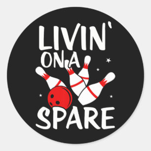 Pegatina Redonda Camiseta de equipo de liga de bolos Living On A Sp