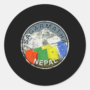 Pegatina Redonda Camiseta de escalada vintage Sagarmatha Nepal Mont