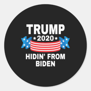 Pegatina Redonda Camiseta de Esconderse de Biden Bandera de EE. UU.