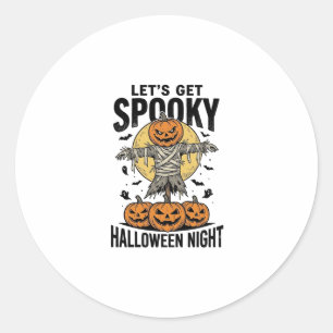 Pegatina Redonda Camiseta de espantapájaros de calabaza Gráfico vin