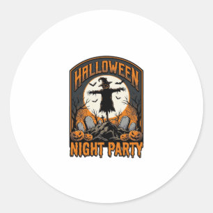 Pegatina Redonda Camiseta de espantapájaros de Halloween Fiesta de