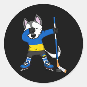 Pegatina Redonda Camiseta de Fans de Hockey sobre Hielo de Ucrania