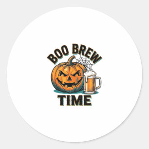 Pegatina Redonda Camiseta de fiesta de cerveza de Halloween calabaz