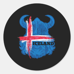 Pegatina Redonda Camiseta de fútbol con bandera de Islandia Fan de 