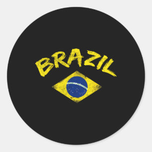 Pegatina Redonda Camiseta de fútbol de la selección nacional de Bra
