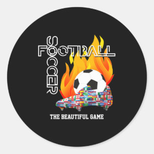 Pegatina Redonda Camiseta de fútbol de niños hermoso juego mundial