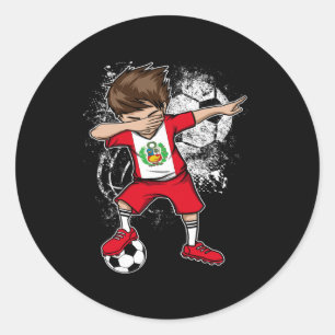 Pegatina Redonda Camiseta de fútbol de Perú del chico del dabbing J