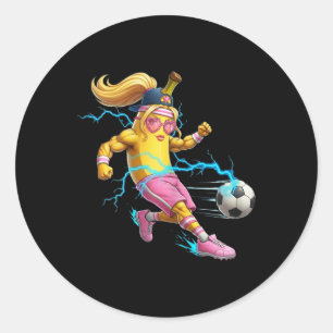 Pegatina Redonda Camiseta de fútbol divertida para niñas, mujeres y