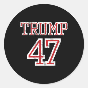 Pegatina Redonda Camiseta de fútbol estilo Trump 47 President Team 