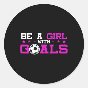 Pegatina Redonda Camiseta de fútbol Girl With Goals, Fútbol , Sudad