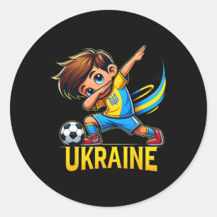 Pegatina Redonda Camiseta de fútbol infantil Dabbing Ukraina con Uc