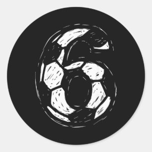 Pegatina Redonda Camiseta de fútbol número 6 Boceto de fútbol estil
