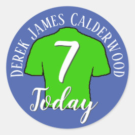 Pegatina Redonda Camiseta de fútbol personalizable para cumpleaños 