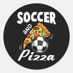 Pegatina Redonda Camiseta de fútbol y pizza divertida regalo de dep