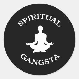 Pegatina Redonda Camiseta de Gangsta Espiritual - Hombres Mujeres Y