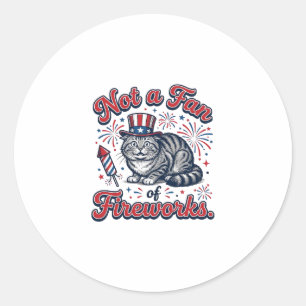 Pegatina Redonda Camiseta de gato asustado que no es fanático de lo