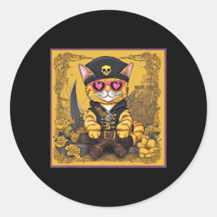 Pegatina Redonda Camiseta de gato del día de San Valentín con solap