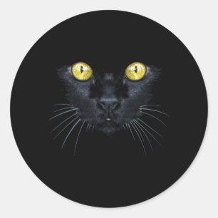 Pegatina Redonda Camiseta de Gato Negro Halloween Gato Espeluznante