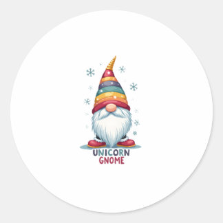 Pegatina Redonda Camiseta de Gnome Unicornio para coincidir con la