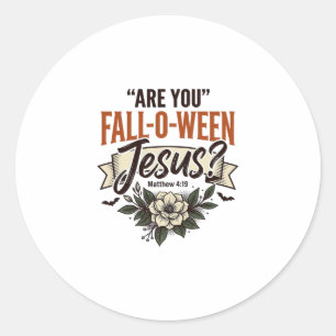 Pegatina Redonda Camiseta de grabado vintage de Jesús Fall-O-Ween c