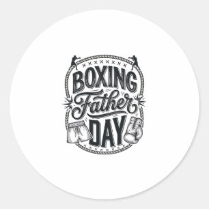 Pegatina Redonda Camiseta de grabado vintage del día del padre boxe