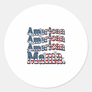 Pegatina Redonda Camiseta de grabado vintage patriótica American Ma