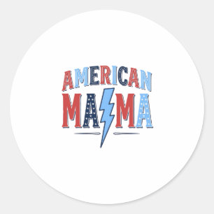 Pegatina Redonda Camiseta de grabado vintage patriótica American Ma