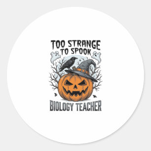 Pegatina Redonda Camiseta de Halloween para profesor de biología Ca