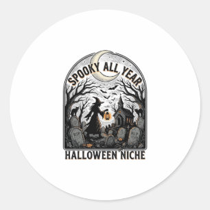 Pegatina Redonda Camiseta de Halloween todos los días Diseño espelu