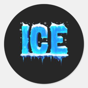 Pegatina Redonda Camiseta de hielo para niños, hombres y mujeres, d