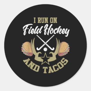 Pegatina Redonda Camiseta de Hockey sobre Césped Funny Taco Lover H