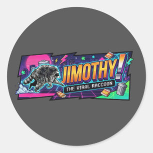 Pegatina Redonda Camiseta de hombre Jimothy Raccoon