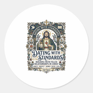 Pegatina Redonda Camiseta de humor sobre relación cristiana que sal