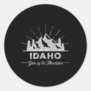 Pegatina Redonda Camiseta de Idaho Vintage Diseño de camiseta retro